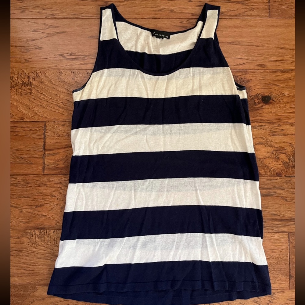 Forever 21 Blue and White Striped Thin Fabric Tank Top